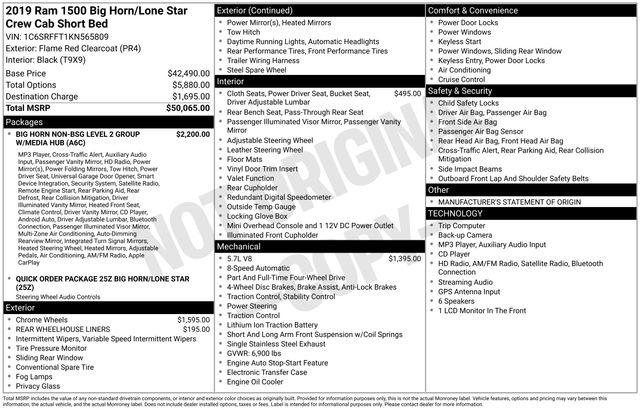 2019 Ram 1500 Big Horn/Lone Star Crew Cab 4x4 57 Box