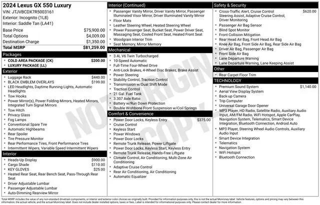 2024 Lexus GX 550 Luxury for sale in Fort Myers, FL