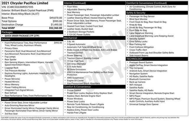 2021 Chrysler Pacifica Limited AWD for sale in Norwalk, OH