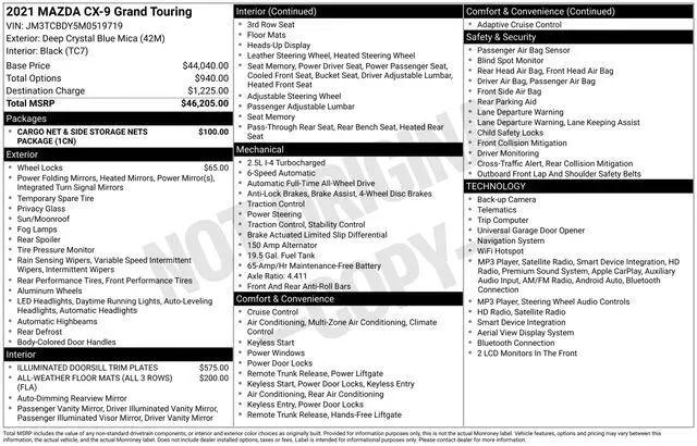 2021 Mazda CX-9 Grand Touring for sale in Norwalk, OH