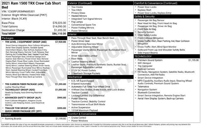2021 Ram 1500 TRX Crew Cab 4x4 57 Box