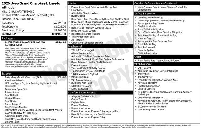 2026 Jeep Grand Cherokee L Altitude 4x4