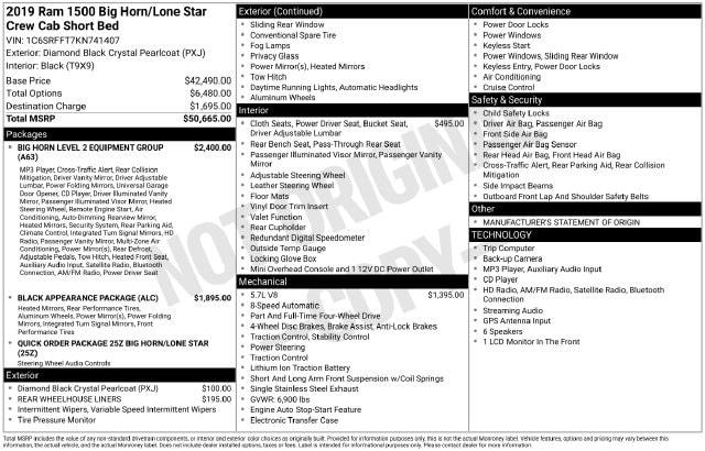 2019 Ram 1500 Big Horn/Lone Star Crew Cab 4x4 57 Box