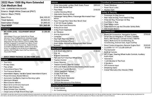 2022 Ram 1500 Big Horn Quad Cab 4x4 64 Box