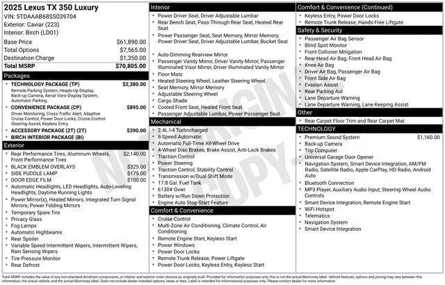 2025 Lexus TX 350 Luxury for sale in Columbus, IN