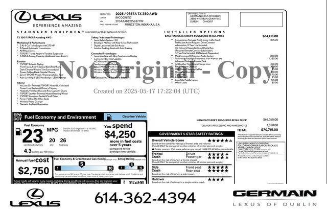 2025 Lexus TX 350 F SPORT Handling for sale near Dublin, OH