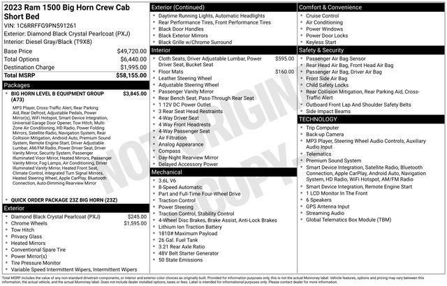 2023 Ram 1500 Big Horn Crew Cab 4x4 57 Box