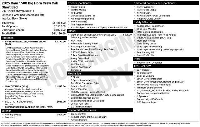 2025 Ram 1500 Big Horn Crew Cab 4x4 57 Box