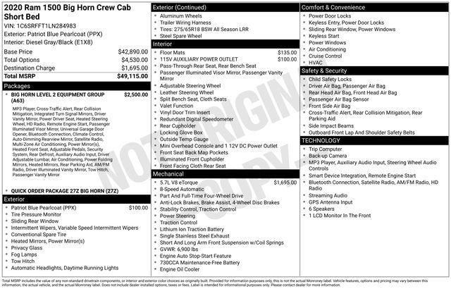 2020 Ram 1500 Big Horn Crew Cab 4x4 57 Box