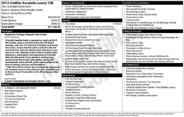 2012 Cadillac Escalade Luxury