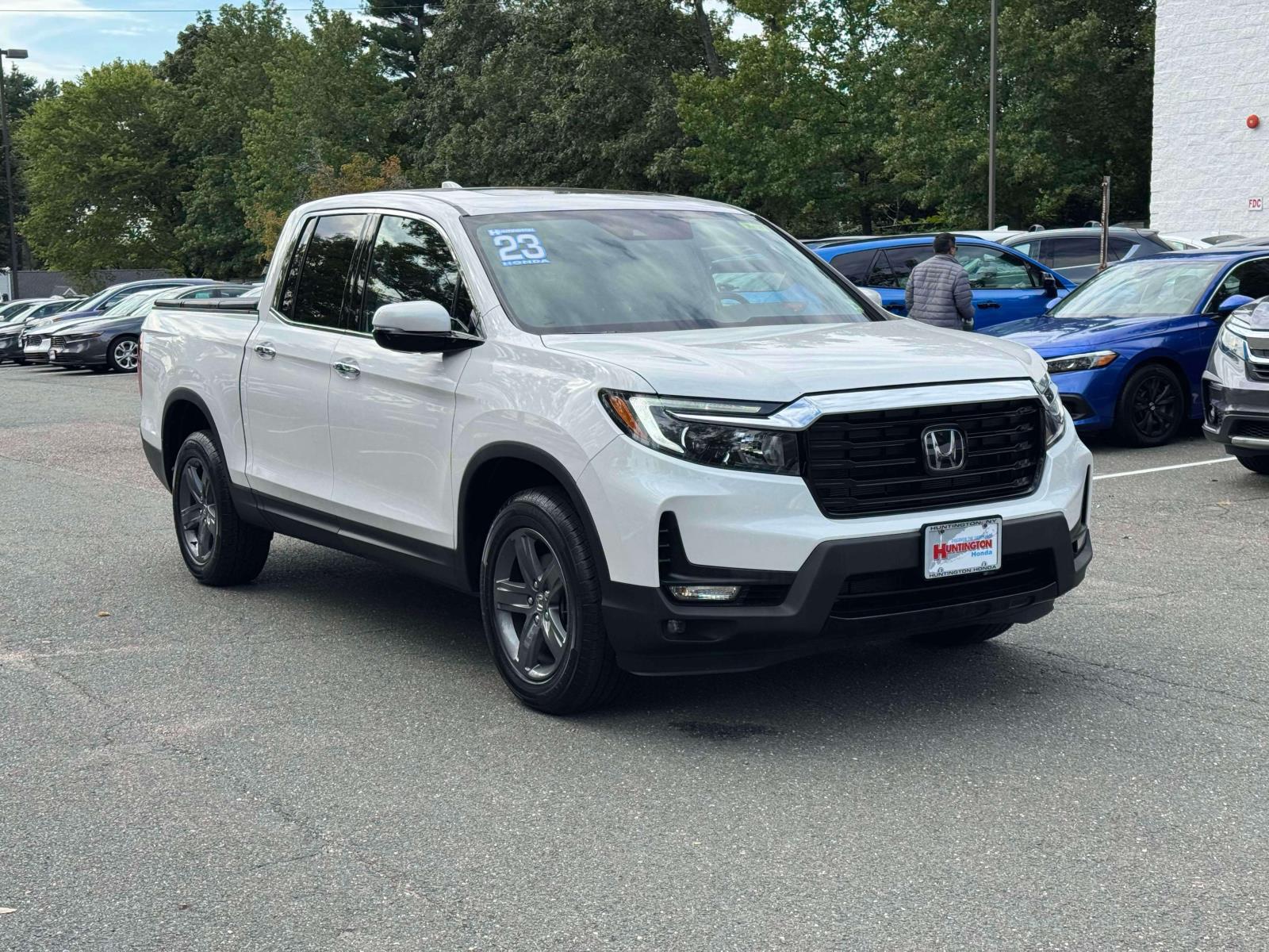 Platinum White Pearl 2023 Honda Ridgeline Pickup Truck All-Wheel Drive Automatic
