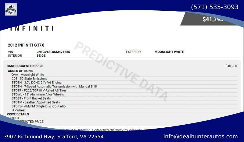2012 INFINITI G37 G37x for sale in Stafford, VA