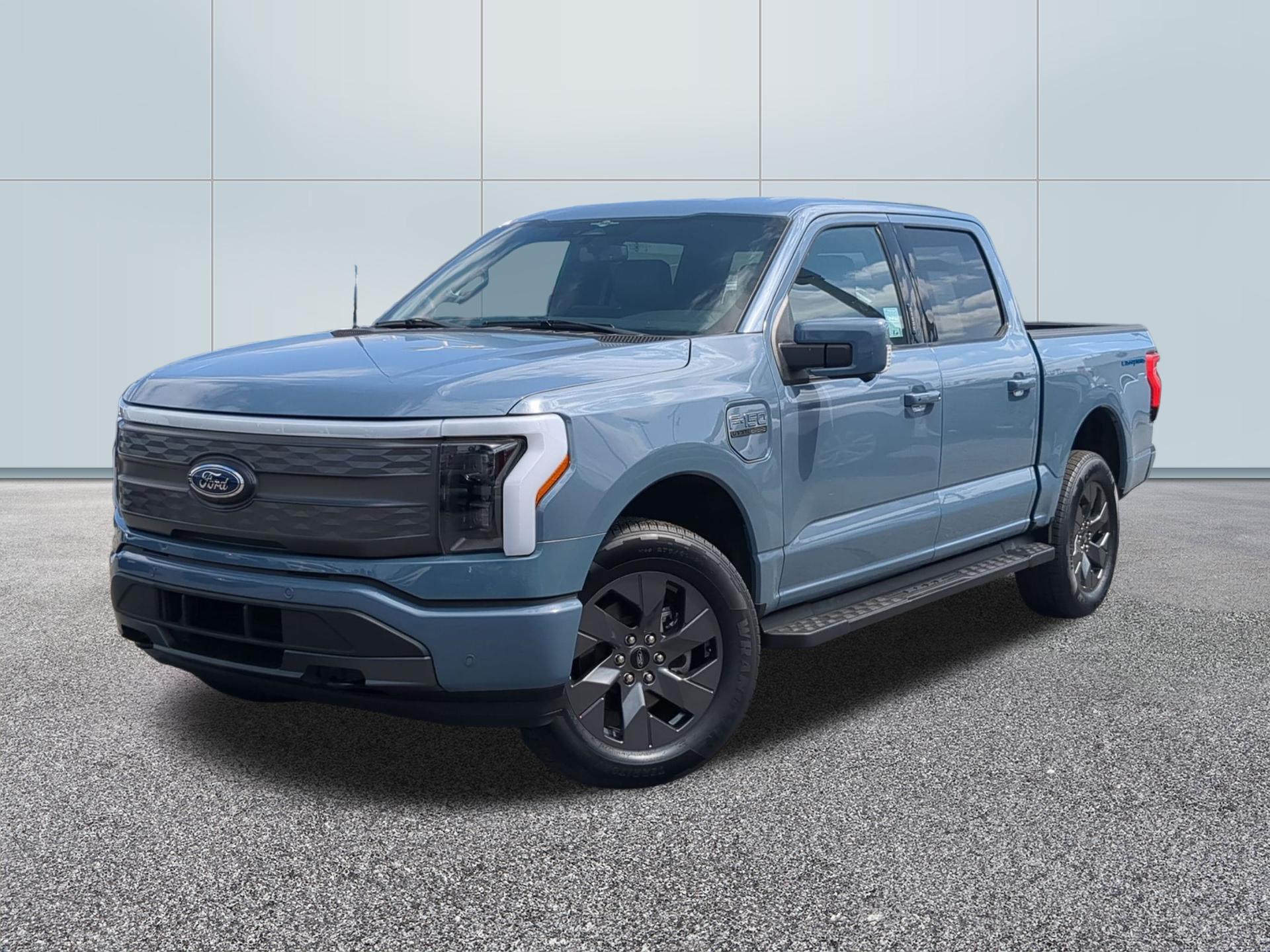 Blue (Azure Gray Metallic Tri-Coat) 2023 Ford F-150 Lightning Pickup Truck All-Wheel Drive Automatic