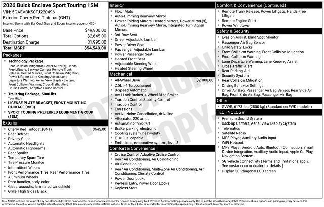 2026 Buick Enclave Sport Touring FWD