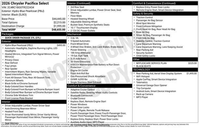 2026 Chrysler Pacifica Select