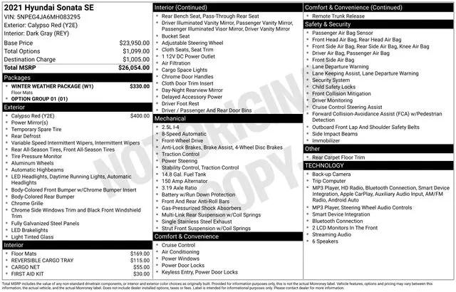 2021 Hyundai Sonata SE for sale near Norwalk, OH