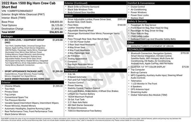 2022 Ram 1500 Big Horn Crew Cab 4x4 57 Box