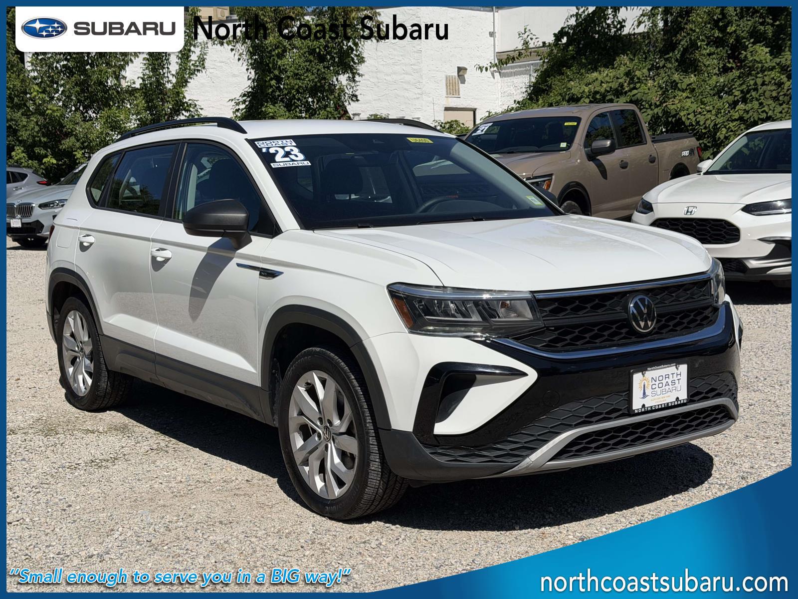 Pure White 2023 Volkswagen Taos SUV / Crossover All-Wheel Drive 7-Speed Dual Clutch