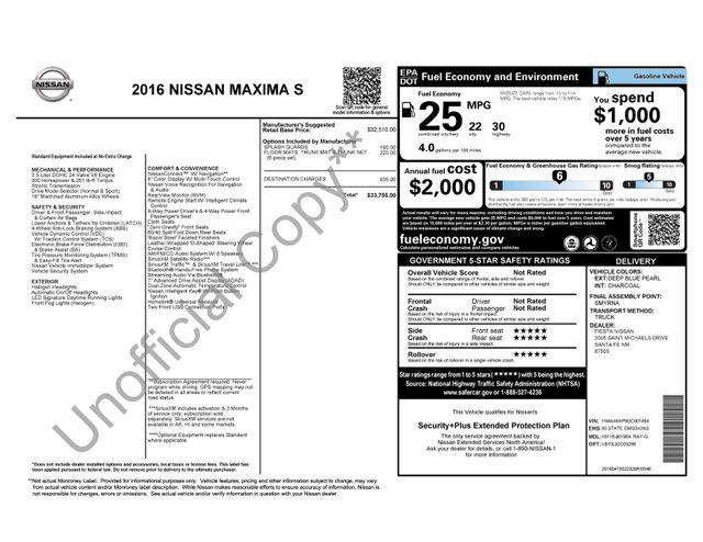 2016 Nissan Maxima 3.5 S for sale in Lake City, FL