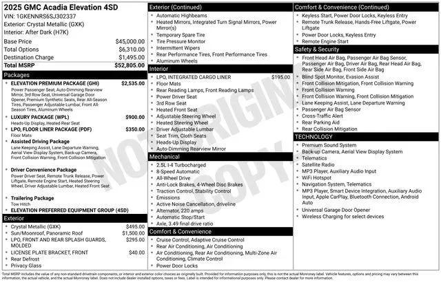 2025 GMC Acadia AWD Elevation for sale in Marshfield, WI