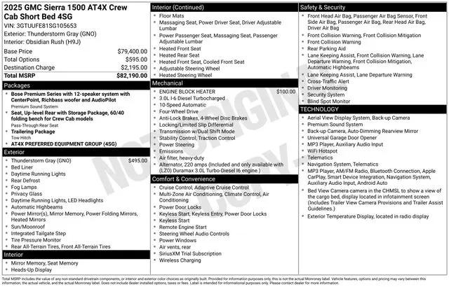 2025 GMC Sierra 1500 4WD Crew Cab Short Box AT4X