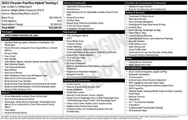 2023 Chrysler Pacifica Hybrid Touring L