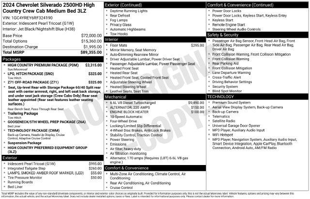 Used 2024 Chevrolet Silverado 2500HD 4WD Crew Cab Standard Bed High Country For Sale in Muscle Shoals, AL