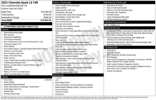 2022 Chevrolet Spark FWD LS Automatic