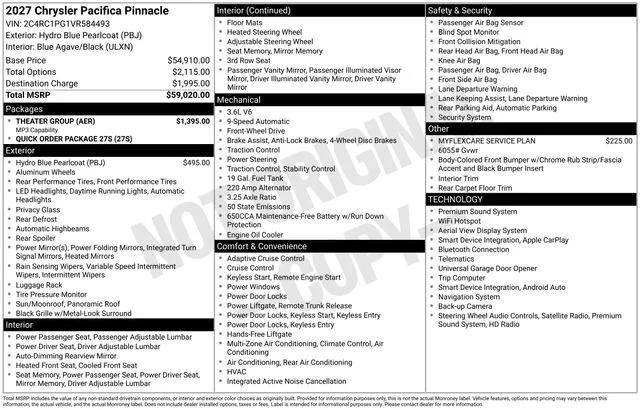 2027 Chrysler Pacifica PACIFICA PINNACLE