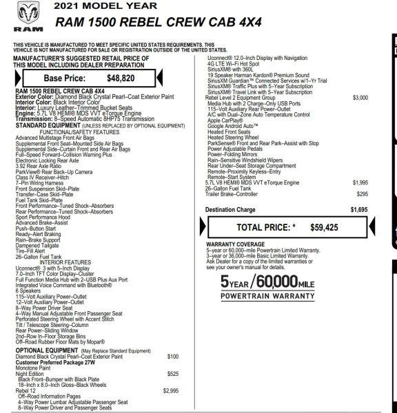 2021 Ram 1500 Rebel