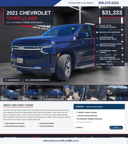 2021 Chevrolet Tahoe LT for sale in North Attleboro, MA