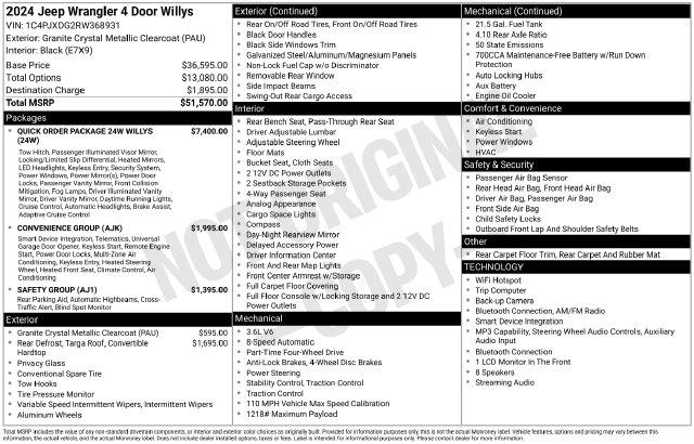Used 2024 Jeep Wrangler 4-Door Willys 4x4 For Sale in Olive Branch, MS