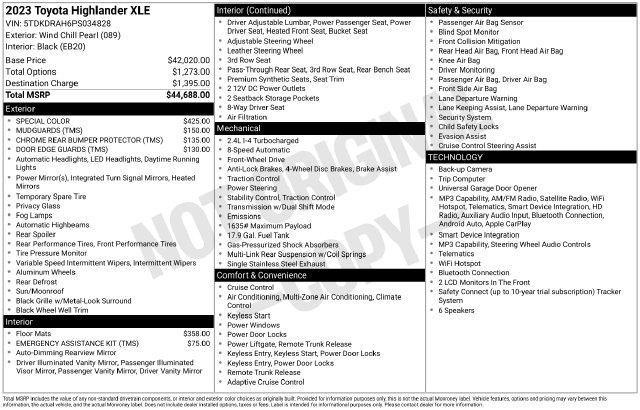 Used 2023 Toyota Highlander XLE For Sale in Olive Branch, MS