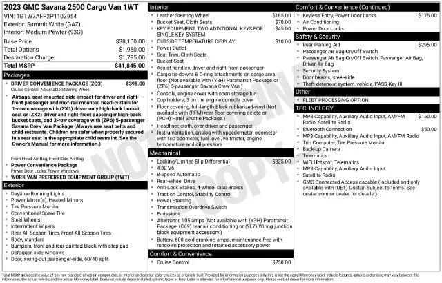 2023 GMC Savana Cargo RWD 2500 Regular Wheelbase Work Van for sale in Middletown, CT