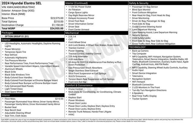 2024 Hyundai Elantra SEL for sale near Norwalk, OH