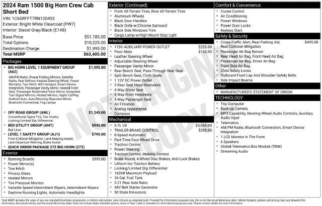 2024 Ram 1500 Big Horn Crew Cab 4x4 57 Box
