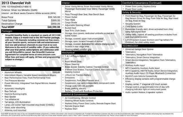 2013 Chevrolet Volt Base