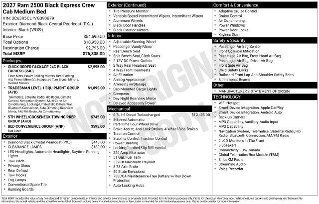 2027 Ram 2500 Black Express