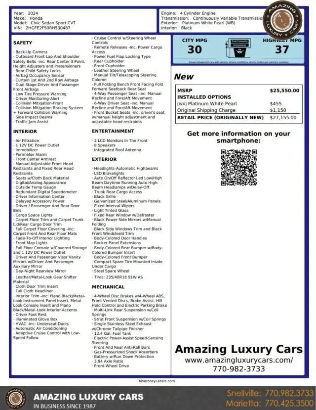 2024 Honda Civic Sport for sale in Snellville, GA