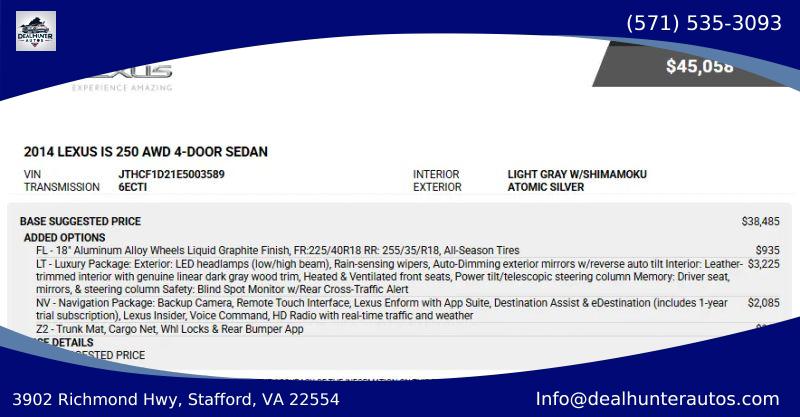 2014 Lexus IS 250 250 for sale in Stafford, VA