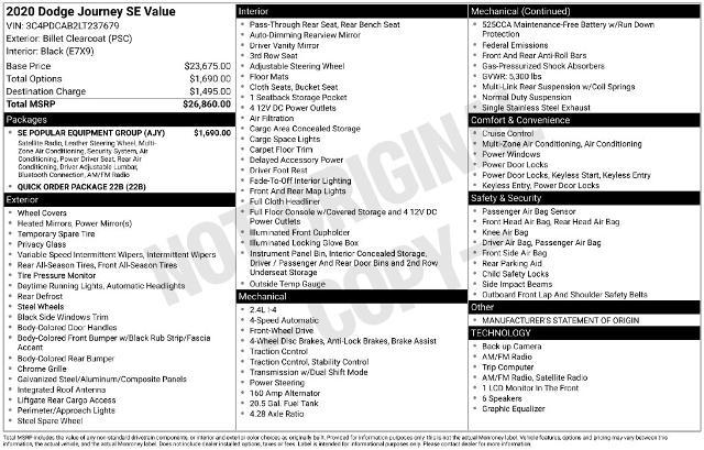 2020 Dodge Journey SE Value
