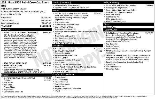 2021 Ram 1500 Rebel Crew Cab 4x4 57 Box