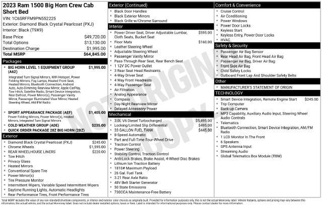 2023 Ram 1500 Big Horn Crew Cab 4x4 57 Box