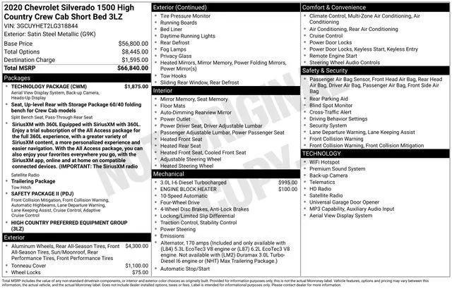 2020 Chevrolet Silverado 1500 4WD Crew Cab Short Bed High Country for sale in Moline, IL