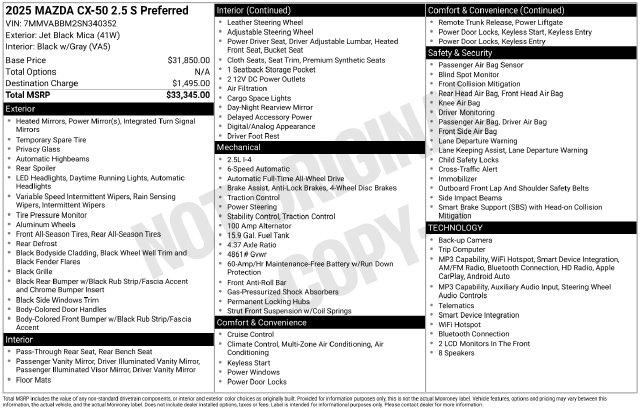 2025 Mazda CX-50 2.5 S Preferred Package for sale in Madison Heights, VA