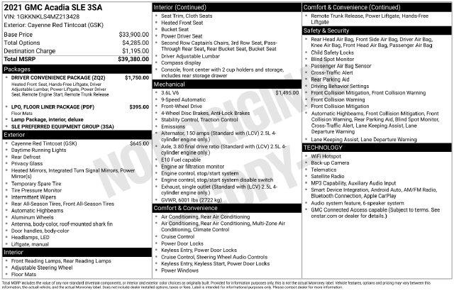 2021 GMC Acadia FWD SLE
