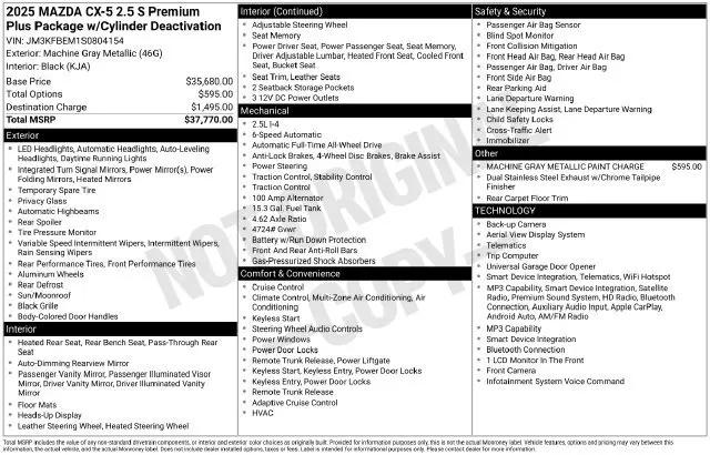 2025 Mazda CX-5 2.5 S Premium Plus