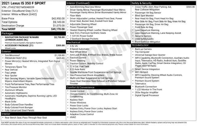 2021 Lexus IS 350 F SPORT for sale in Pompano Beach, FL