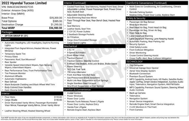 Used 2022 Hyundai Tucson Limited For Sale in Millington, TN