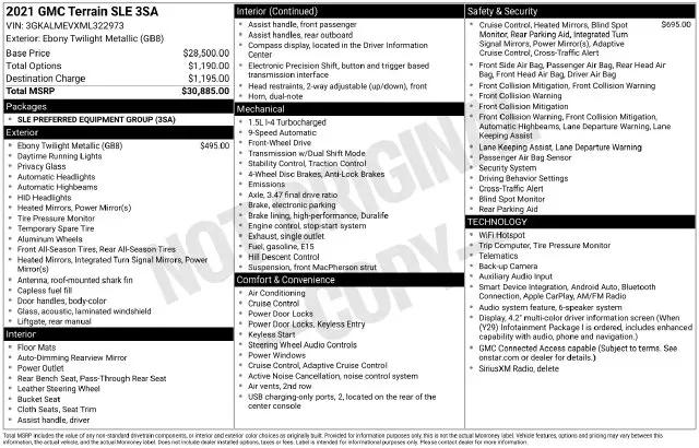 2021 GMC Reno FWD SLE
